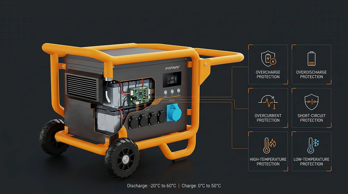 iFORWAY M5003 LiFePO4 power station with BMS and multi-layer battery protection