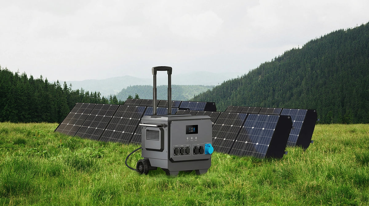 iFORWAY portable power station with solar panels for off-grid power