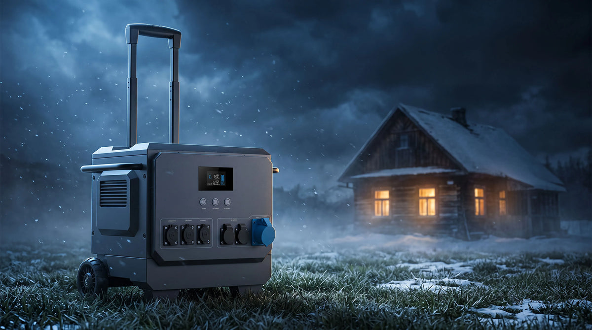 iFORWAY portable power station for winter emergency backup at a remote cabin