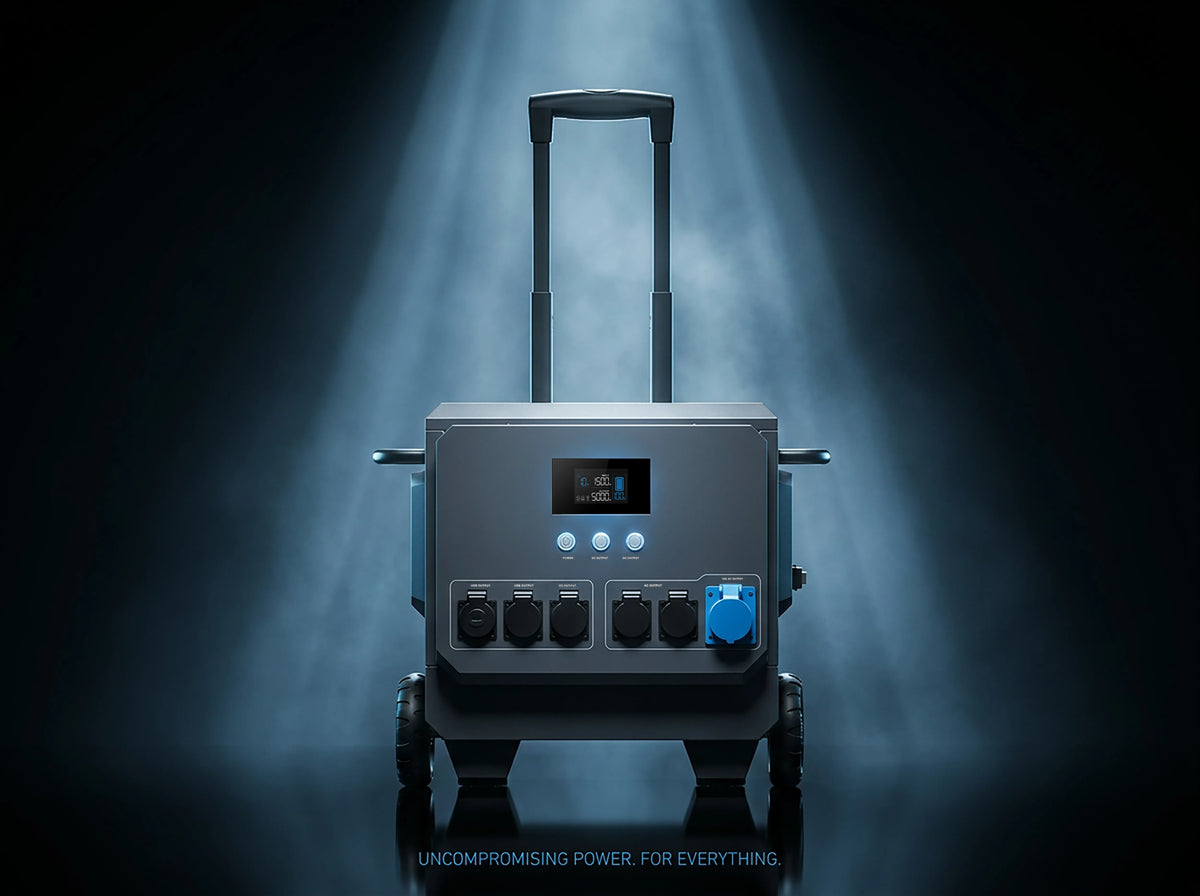 iFORWAY M5003 wheeled portable power station with 6000W output display