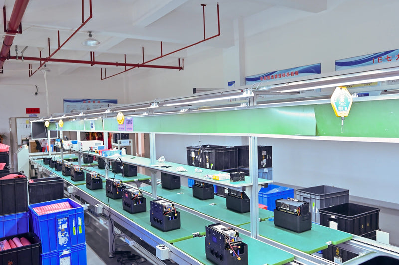 iFORWAY final assembly line with technicians working on portable power stations