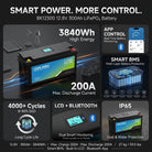 iFORWAY BK12300 300Ah LiFePO4 battery with 3840Wh energy, 200A output, Bluetooth, LCD and Smart BMS