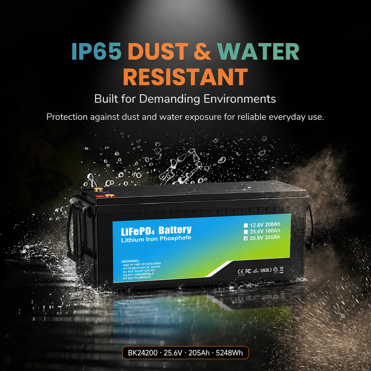 iFORWAY 25.6V 205Ah LiFePO4 battery with IP65 dust and water resistance for demanding environments